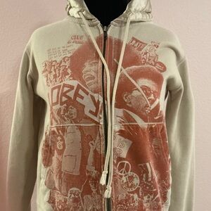 Vintage Shepard Fariey Obey Cream BLACK IS BEAUTIFUL  Zip-Up Hoodie